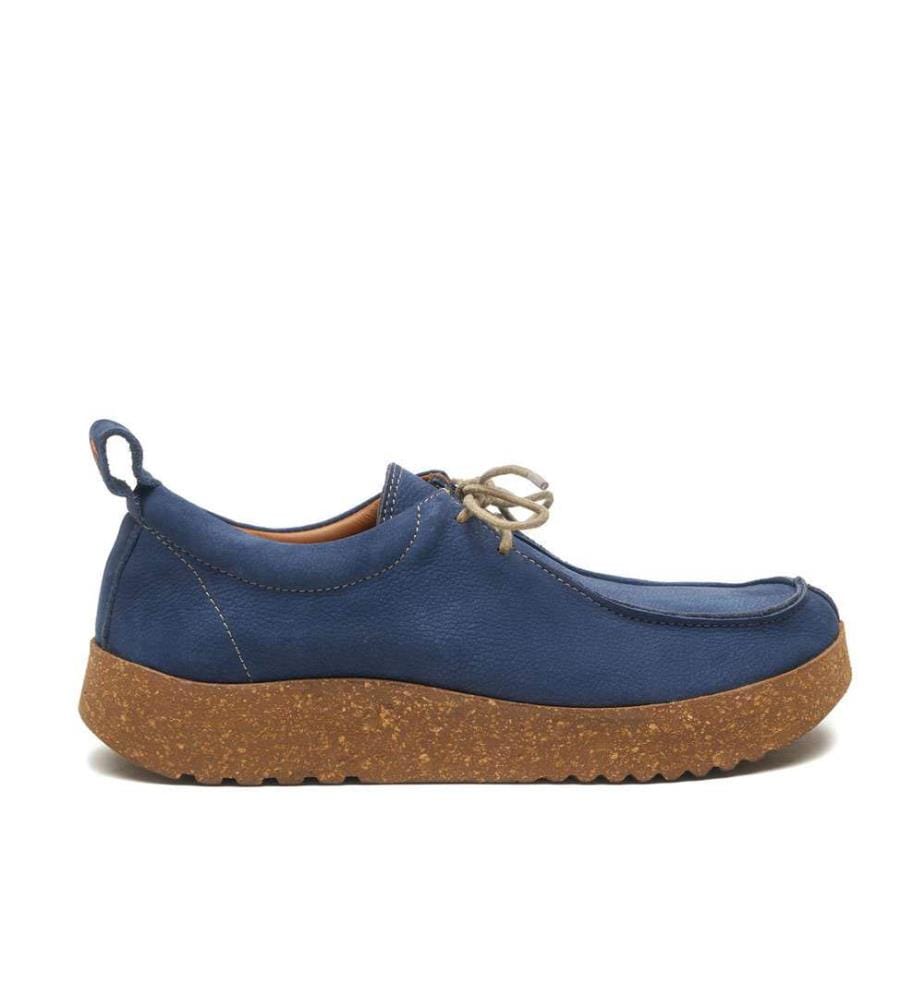 Lederschuhe mit Korksohle - Blau T.Nubuck