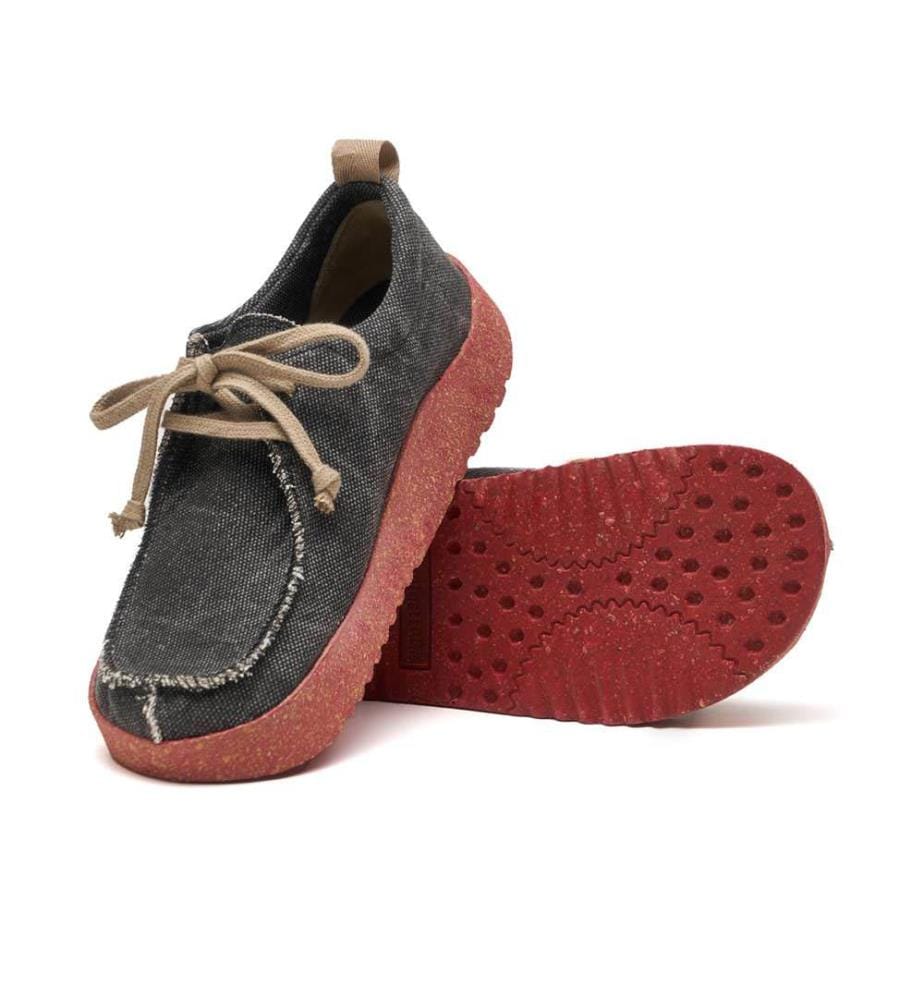  Freizeitschuhe aus Canvas mit Korksohle - Schwarz-Rot