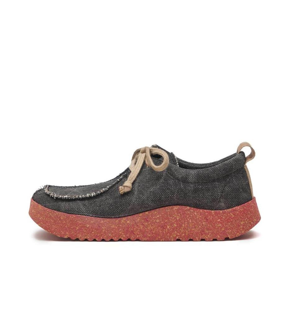  Freizeitschuhe aus Canvas mit Korksohle - Schwarz-Rot