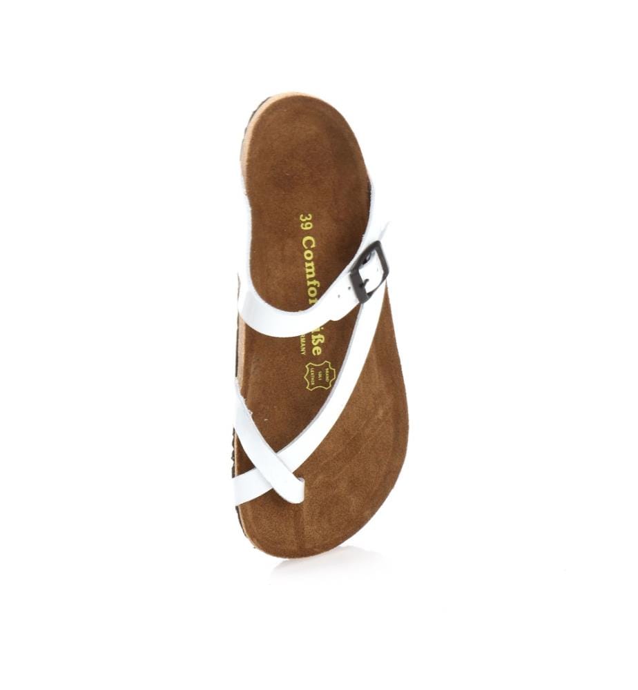 Ledersandalen mit anatomisch geformtem Korkfussbett - Weiss