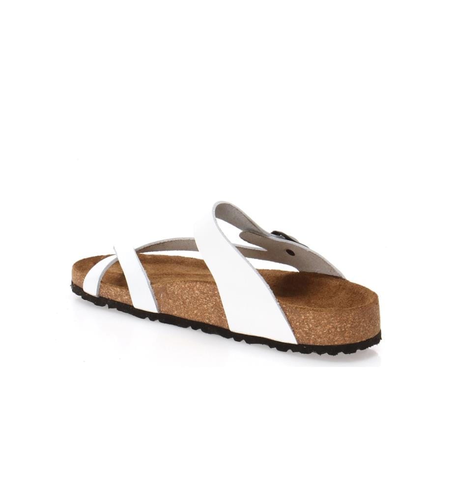 Ledersandalen mit anatomisch geformtem Korkfussbett - Weiss