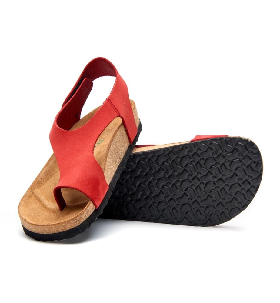 Ledersandalen mit anatomisch geformtem Korkfussbett - Rot