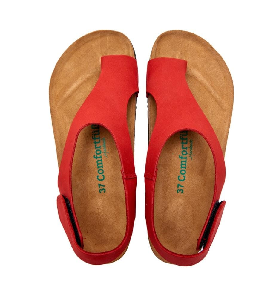Ledersandalen mit anatomisch geformtem Korkfussbett - Rot