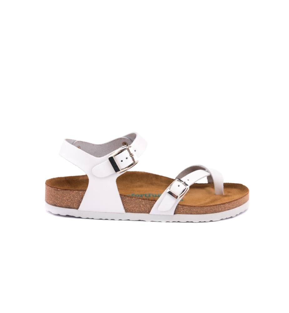 Ledersandalen mit anatomisch geformtem Korkfussbett - Weiss