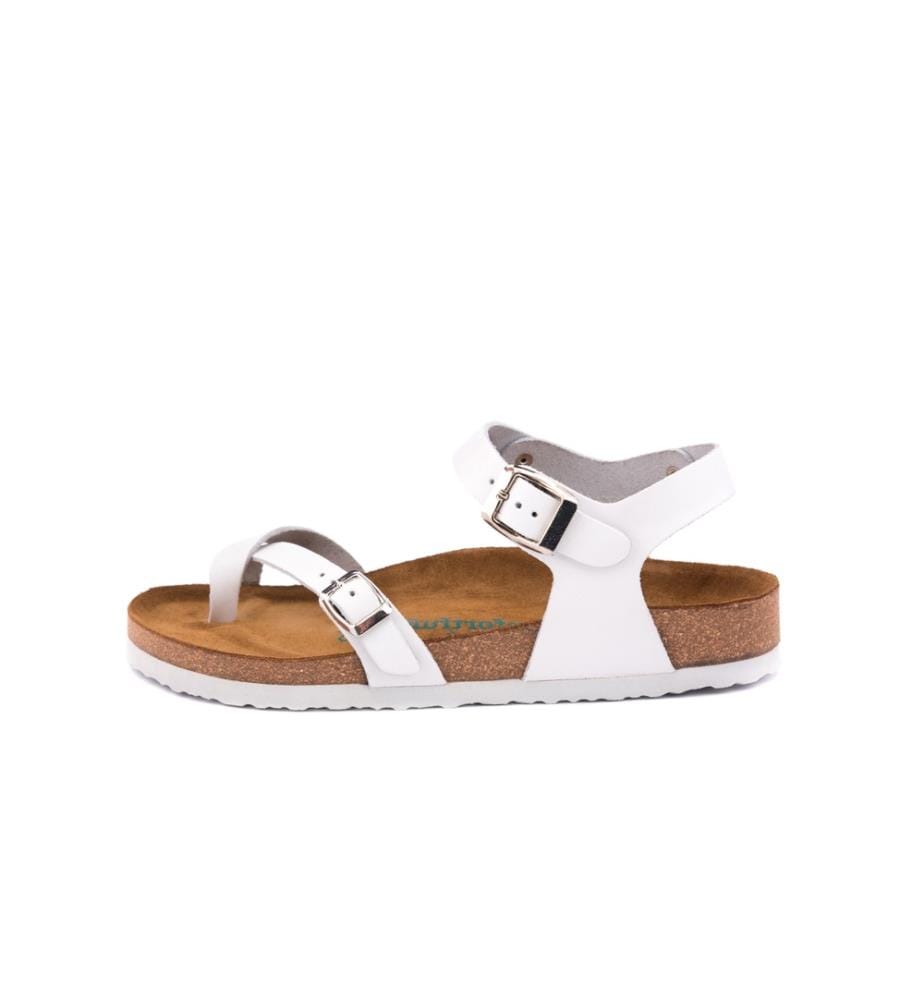 Ledersandalen mit anatomisch geformtem Korkfussbett - Weiss