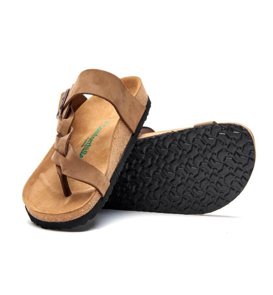 Ledersandalen mit anatomisch geformtem Korkfussbett - Sand
