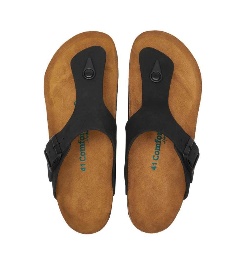 Ledersandalen mit anatomisch geformtem Korkfussbett - Schwarz