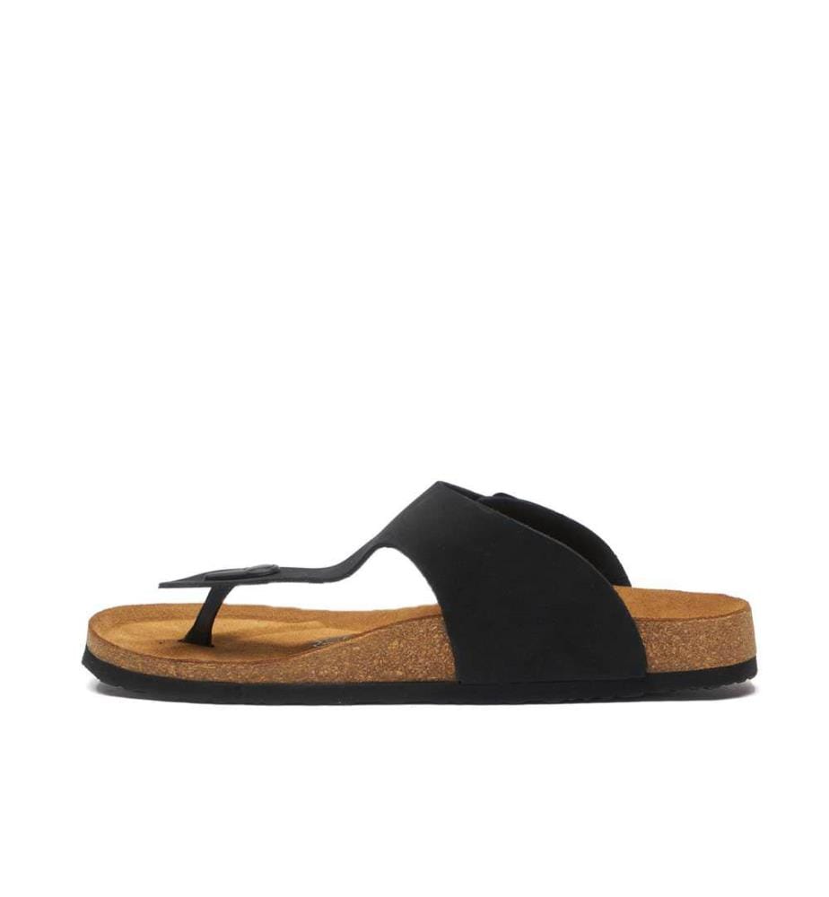 Ledersandalen mit anatomisch geformtem Korkfussbett - Schwarz