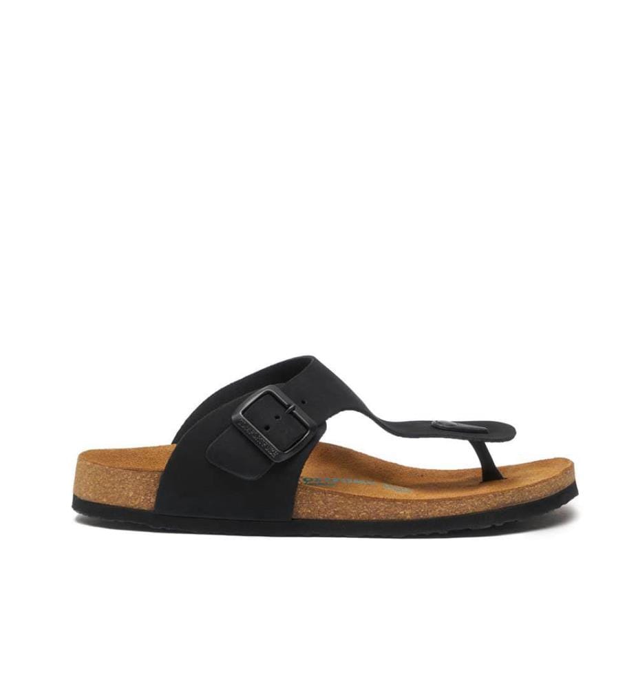 Ledersandalen mit anatomisch geformtem Korkfussbett - Schwarz
