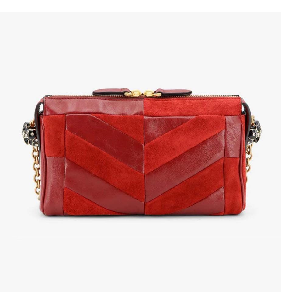 Sac Bandoulière Daim & Cuir Panthea – Rouge