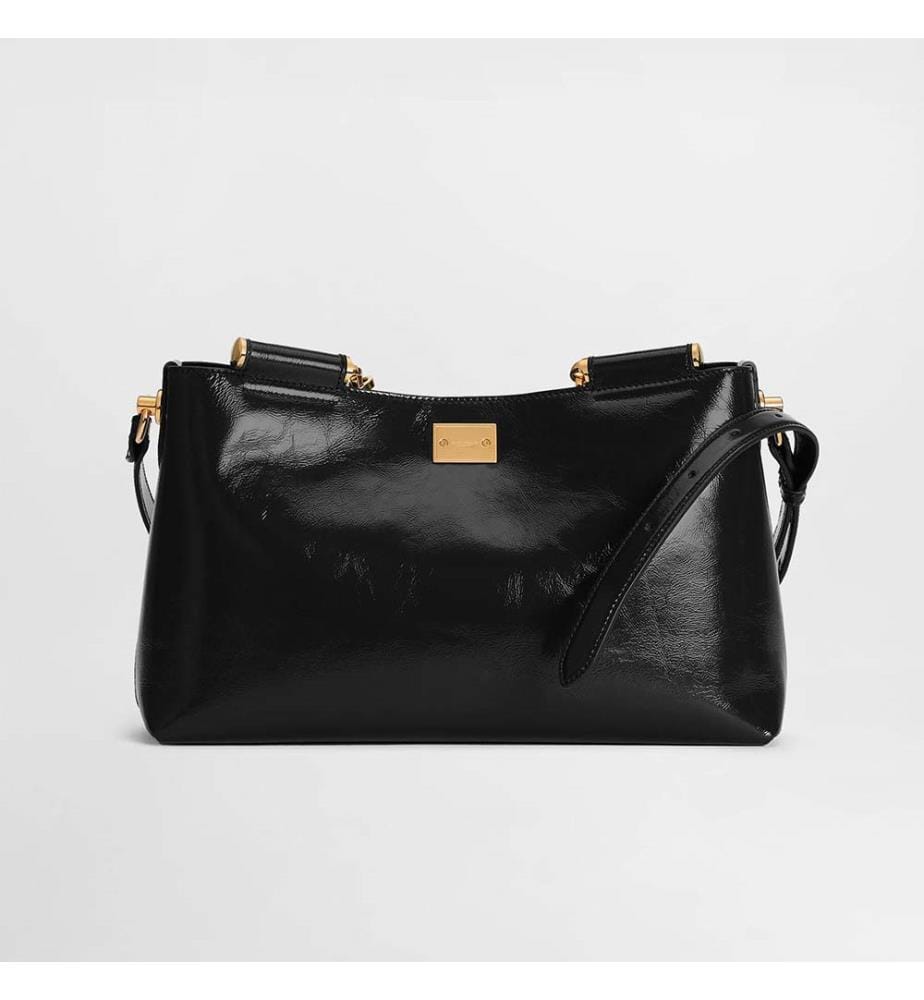 Vittoria mittelgrosse Handtasche aus Kalbsleder - Schwarz