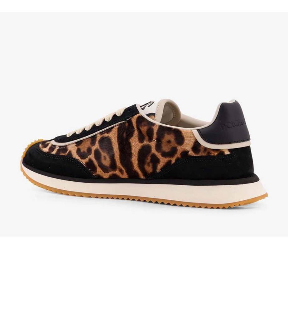 Baskets en daim à imprimé animalier - Noir et marron