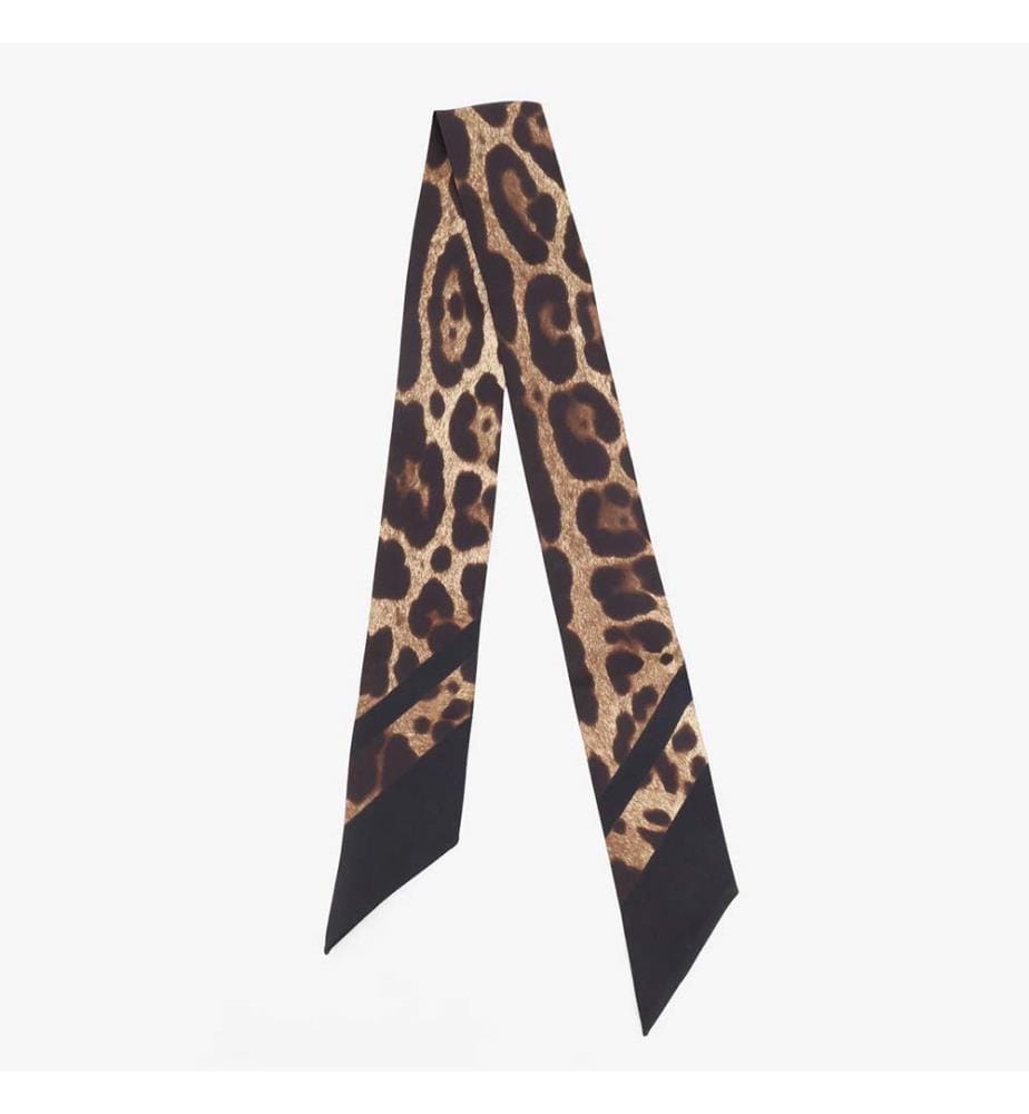 Bandeau en Soie Animal – Marron/Noir