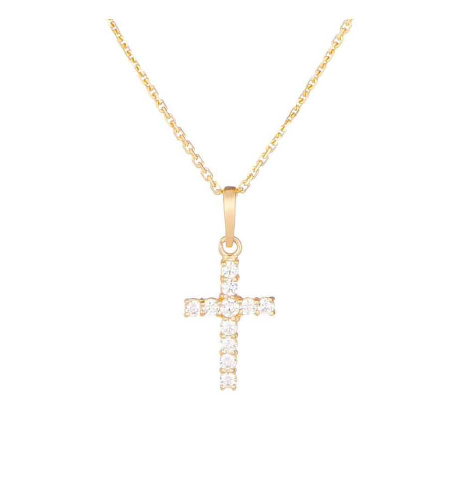 Ciondolo Croix Vérité - Oro Giallo 375/1000 e Zirconio