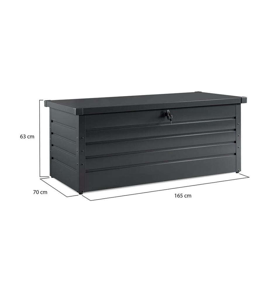 Coffre de rangement pour extérieur en acier galvanisé 600L - Gris anthracite