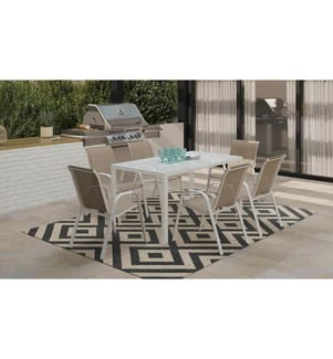 Salon de jardin Minorca 6 places - Blanc et Beige