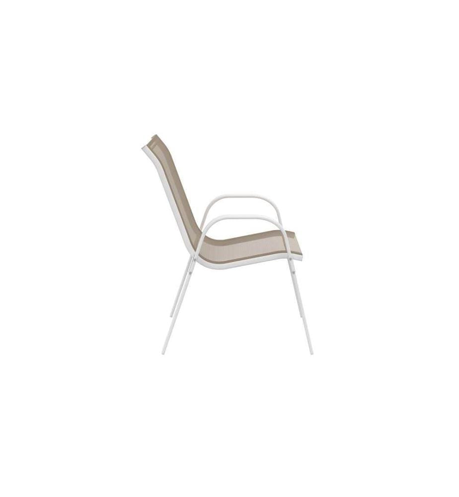 Salon de jardin Minorca 6 places - Blanc et Beige