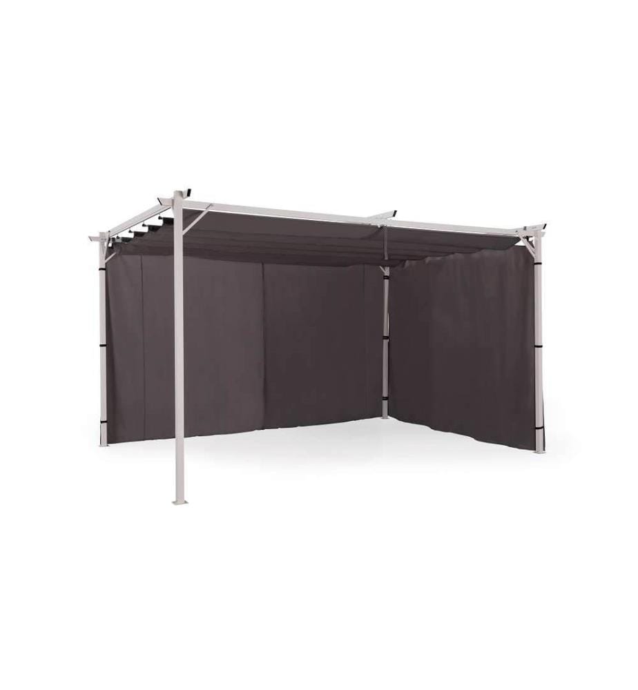 Rideaux universels pour pergola gris 4 m - Lot de 2