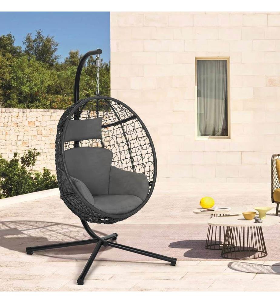 Fauteuil oeuf suspendu avec coussin intégré - Gris