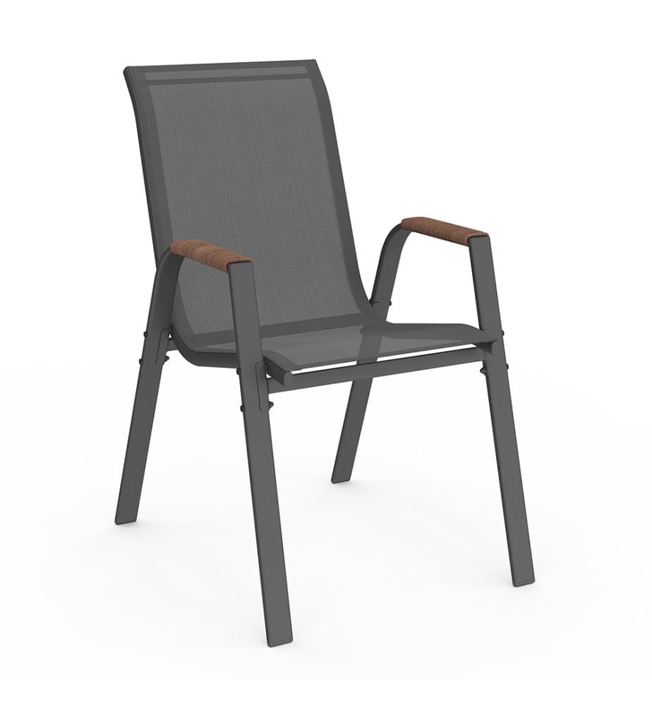 Lot de 4 Chaises de jardin Ozéa - Gris anthracite et Rotin 