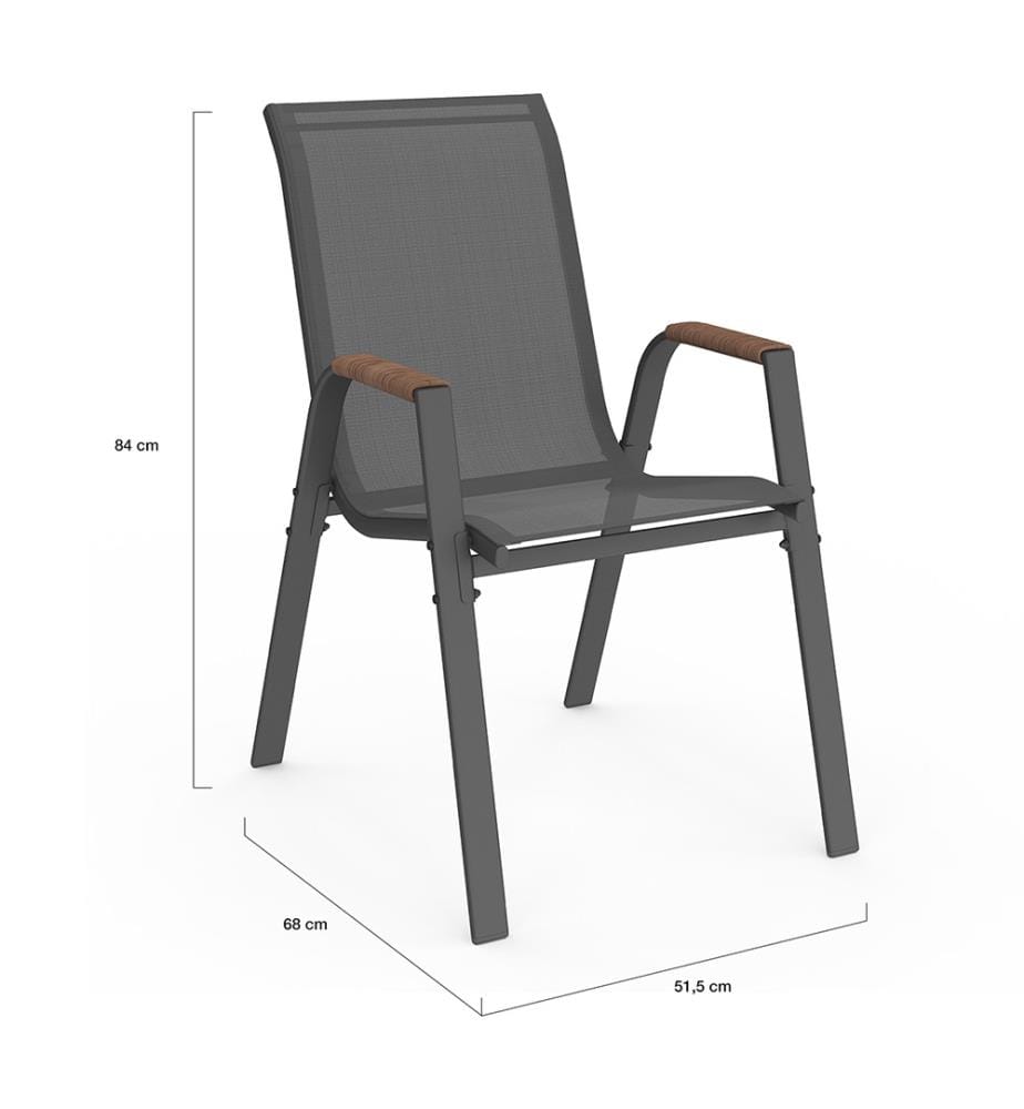 Lot de 4 Chaises de jardin Ozéa - Gris anthracite et Rotin 