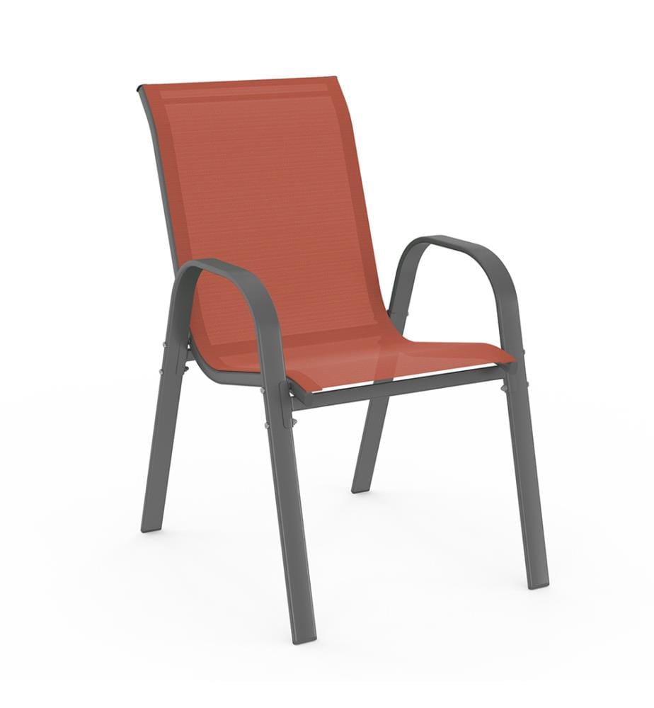 Lot de 6 Chaises de jardin empilables - Gris Anthracite et Terracotta