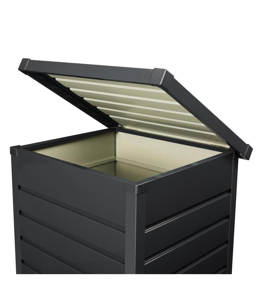 Coffre de rangement pour extérieur en acier galvanisé 200L - Gris anthracite