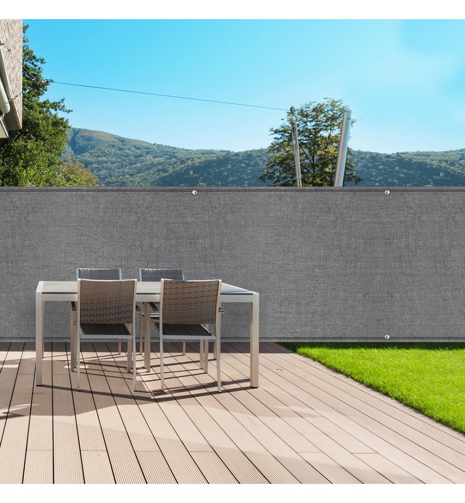 Brise vue occultant - 1 x 10 m 220 gr/m² - Gris