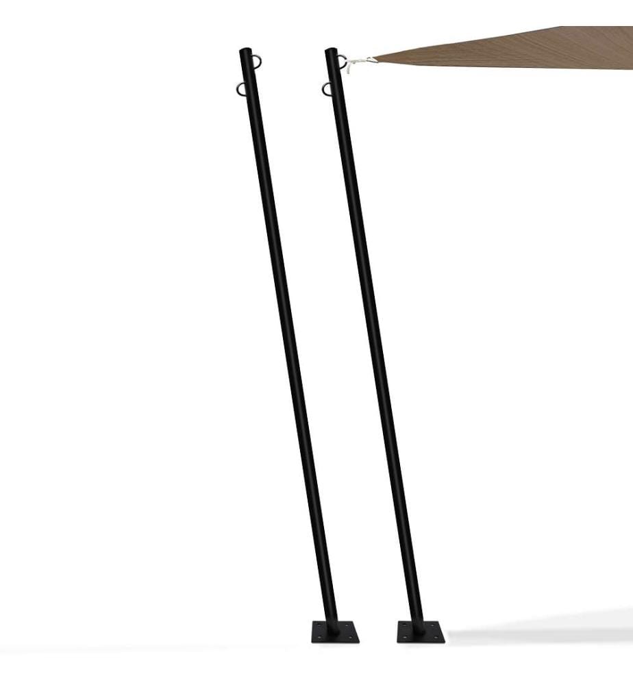 Lot de 2 Poteaux Extérieurs Pour Voile d'Ombrage - Noir