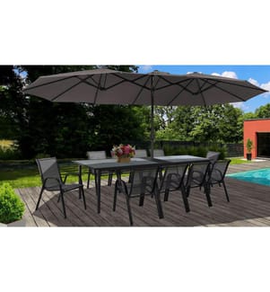Parasol double 450 x 260 cm - Gris
