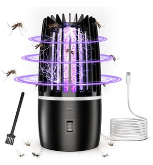 Lampe anti-moustique, 4000mAh USB rechargeable, abat-jour électrique anti-moustique 360°UV, abat-jour d'intérieur et d'extérieur à fort pouvoir d'attraction - Noir