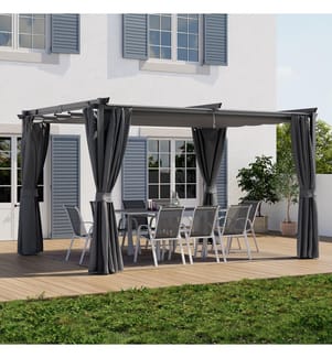 Pergola Marina 3x4m toit rétractable + 4 rideaux 