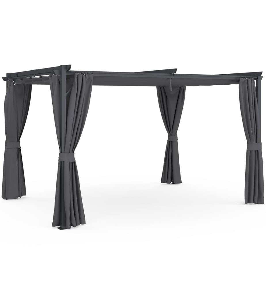 Pergola Marina 3x4m toit rétractable + 4 rideaux 