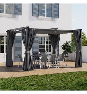 Pergola Marina 3x4m toit rétractable + 4 rideaux moustiquaires
