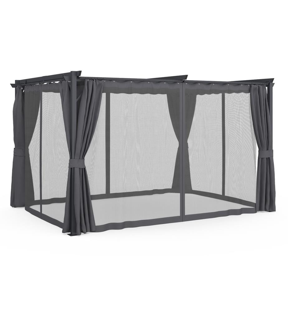 Pergola Marina 3x4m toit rétractable + 4 rideaux moustiquaires