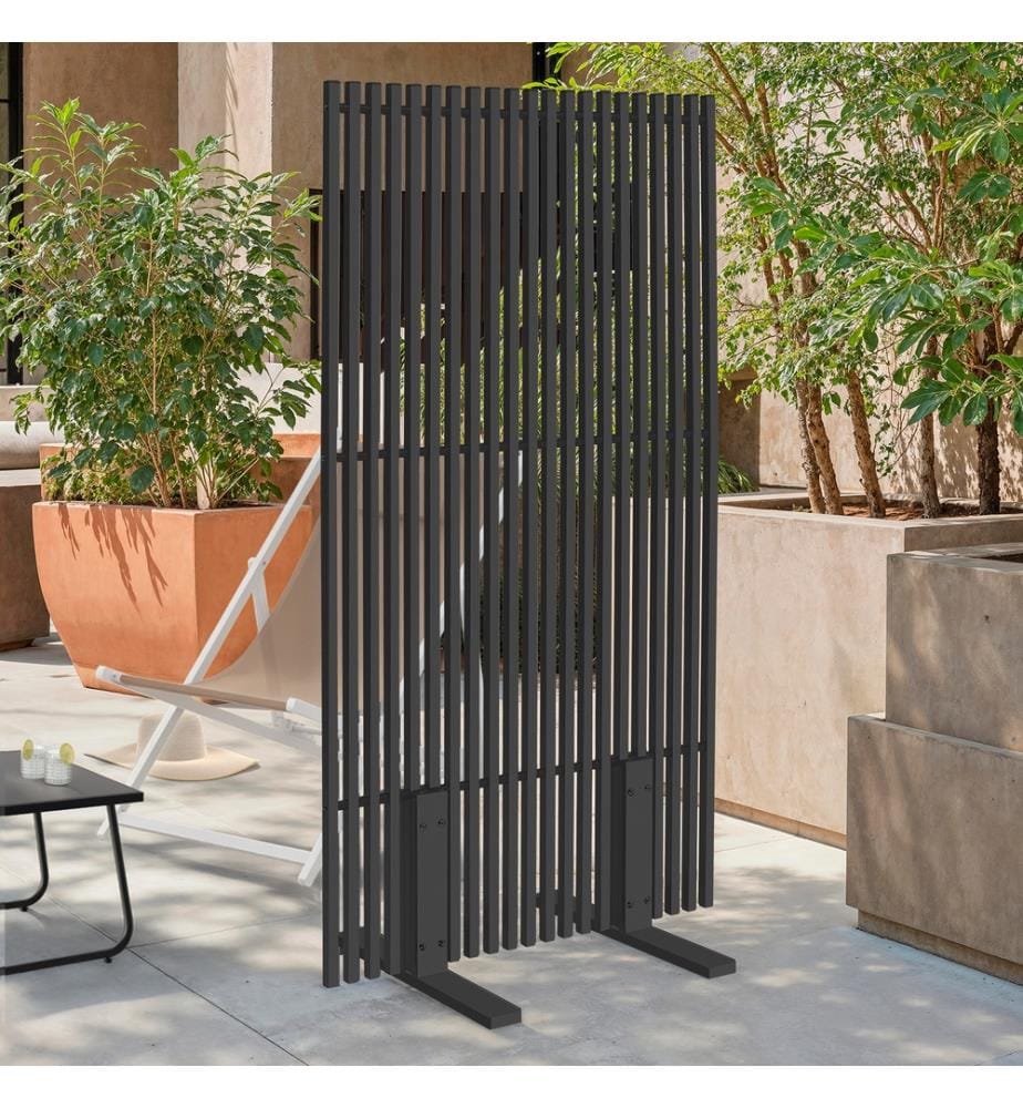Paravent extérieur ajouré en métal gris anthracite 150x80cm