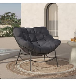 Fauteuil de jardin Lois rotin et coussin gris