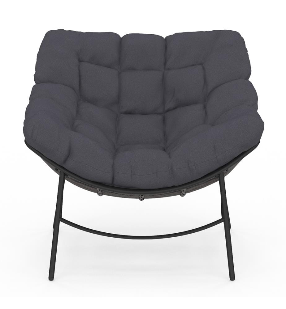 Fauteuil de jardin Lois rotin et coussin gris