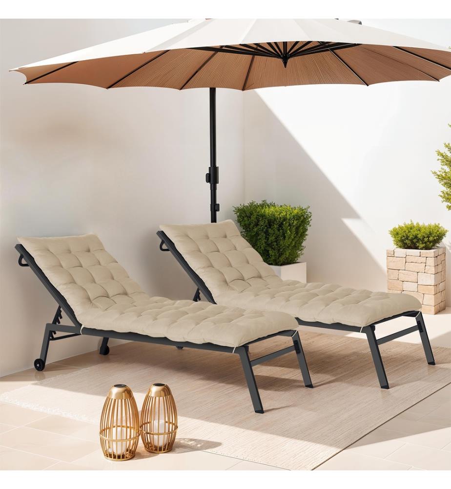 Lot de 2 Coussins universels beiges pour bain de soleil