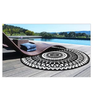 Tappeto Maori rotondo da esterno 250 cm Nero Motivi etnici