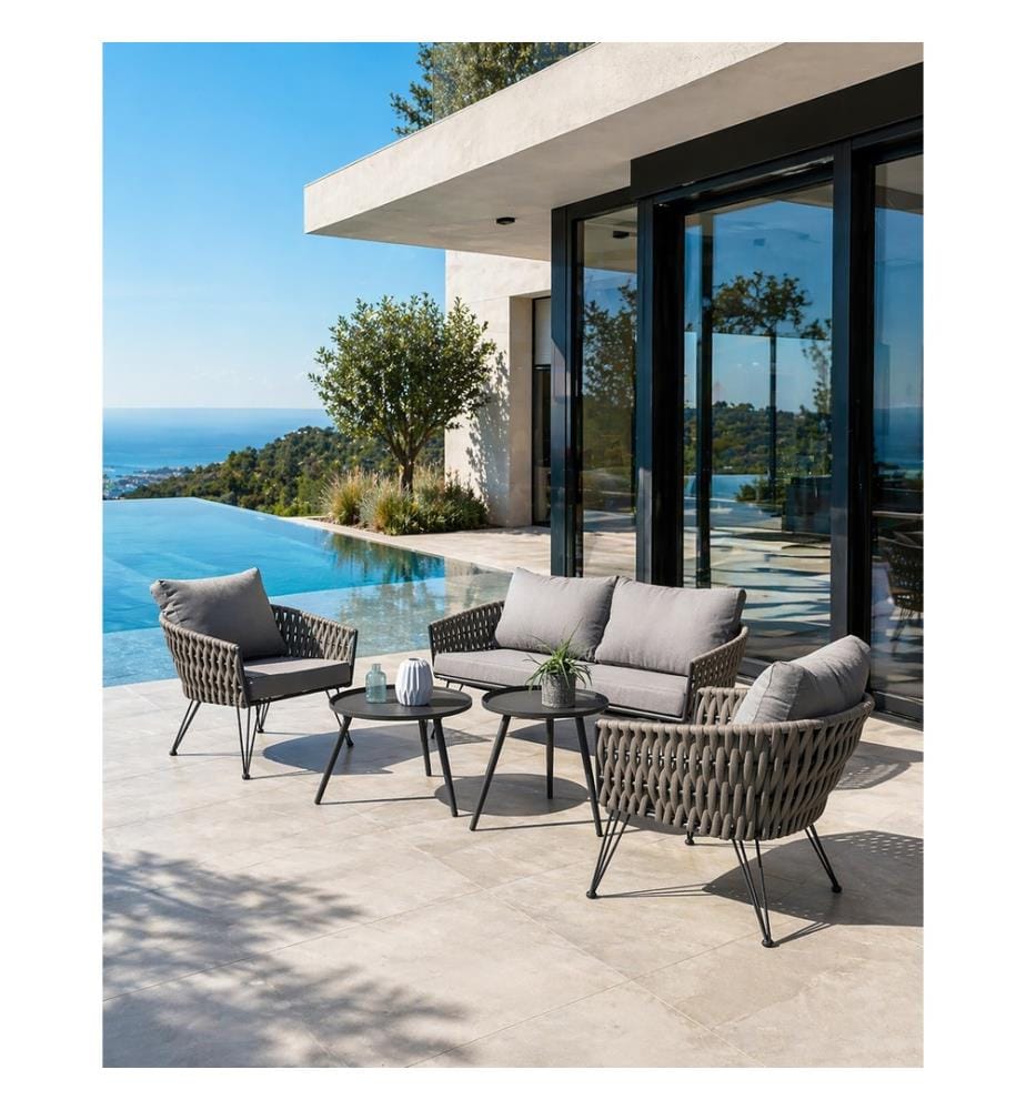 Salon Bas de Jardin Capri 4 Places - Gris Anthracite
