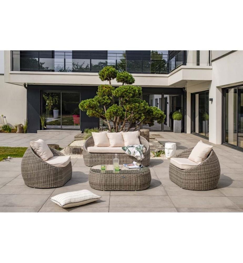 Salon Bas de Jardin Isa 5 Places - Gris