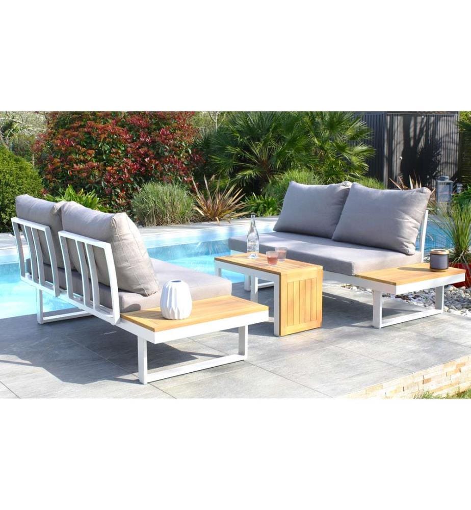 Salon de Jardin Modulable Tokyo 4 Places - Blanc