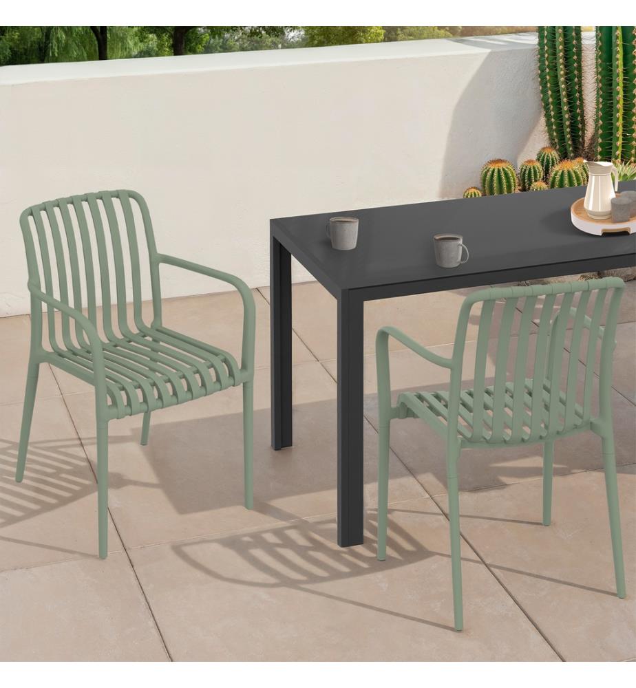 Lot de 4 Chaises de jardin empilables Oviedo polypropylène vert