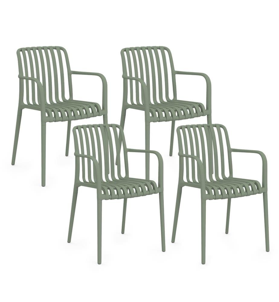 Lot de 4 Chaises de jardin empilables Oviedo polypropylène vert