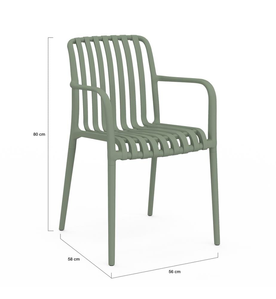 Lot de 4 Chaises de jardin empilables Oviedo polypropylène vert