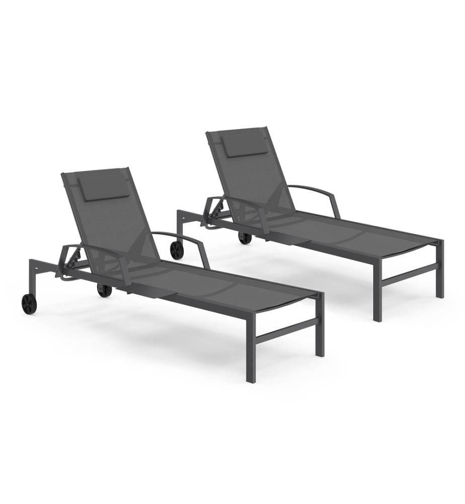 Lot de 2 Transats inclinables Bornéo 5 positions avec tablette