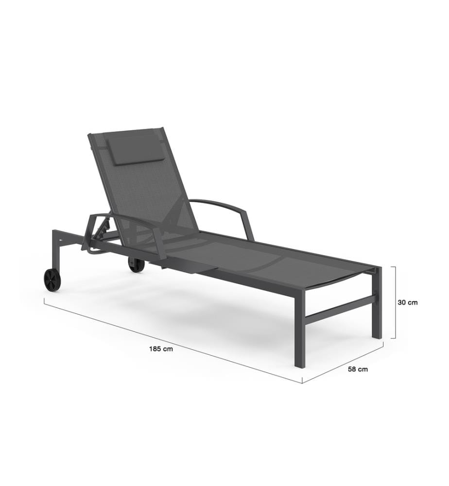 Lot de 2 Transats inclinables Bornéo 5 positions avec tablette