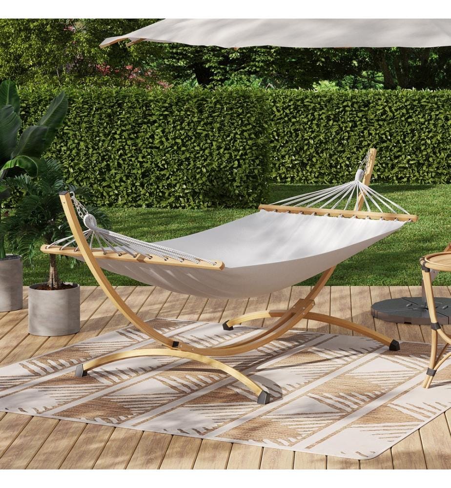Hamac Amazonia support métal effet bois toile écrue