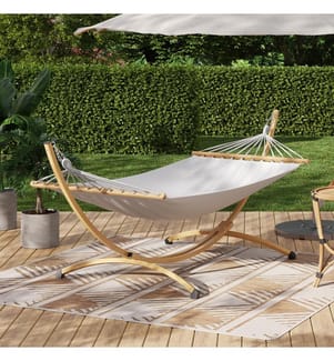Hamac Amazonia support métal effet bois toile écrue